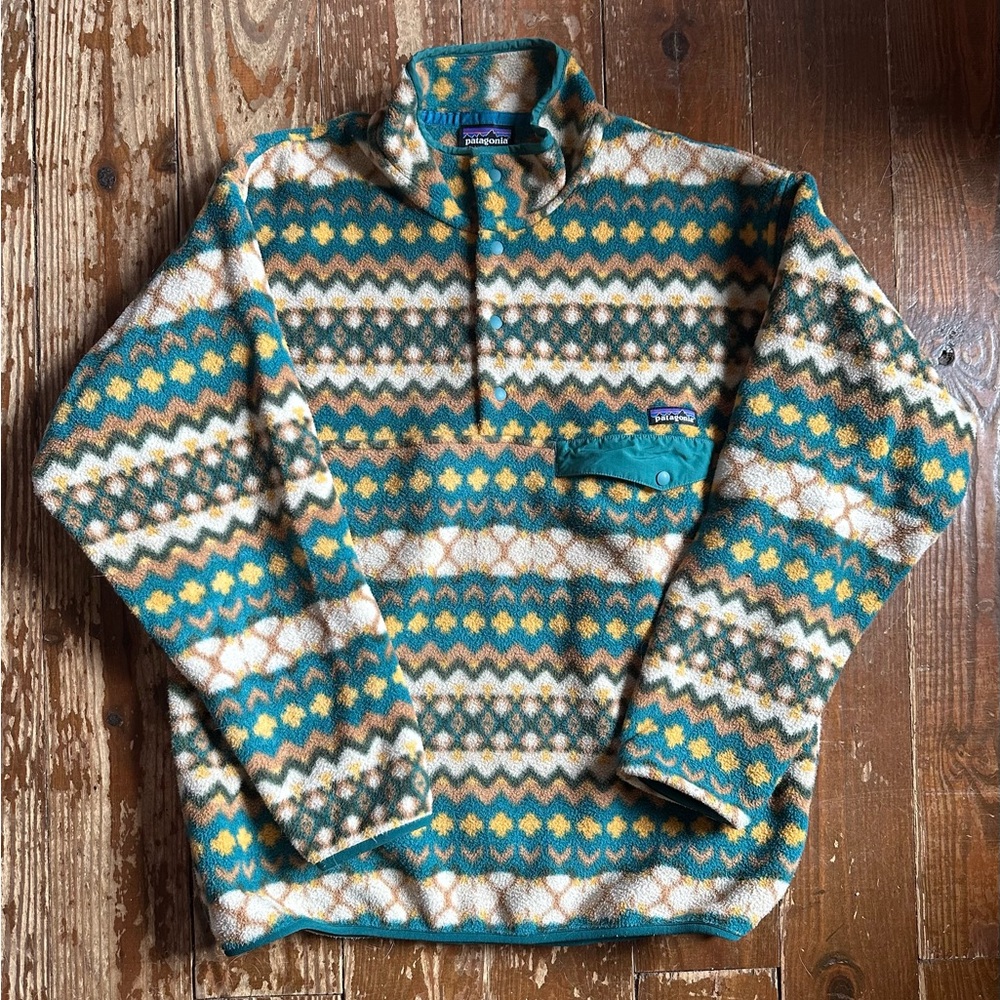 2015 Aztec Patagonia Synchilla Teal and Gold Fleece
